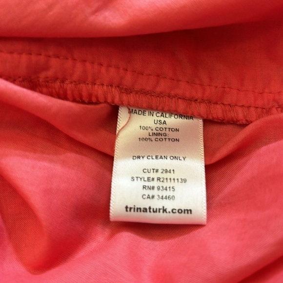 Trina Turk lined cotton mid sleeve salmon colored dress size 4 - Picture 11 of 12